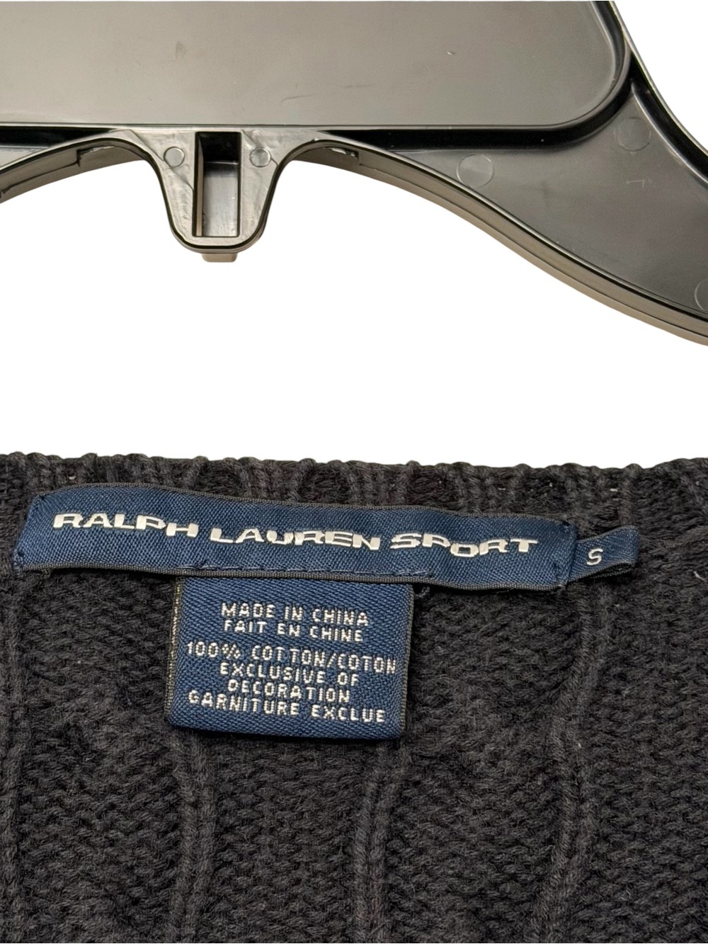 Ralph Lauren Sport Vintage Black Cable Knit V Neck Sweater - Picture 3 of 5